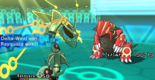 In Pokémon Omega Rubin und Pokémon Alpha Saphir kann Rayquaza eine Mega-Entwicklung durchführen