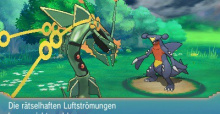 In Pokémon Omega Rubin und Pokémon Alpha Saphir kann Rayquaza eine Mega-Entwicklung durchführen